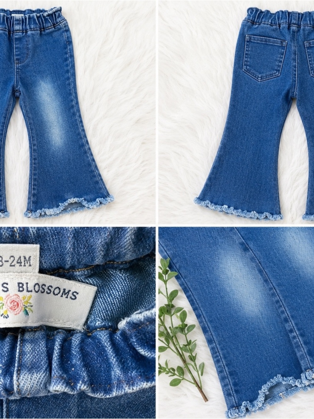 Blossoms Girls' Blue Ruffle Hem Flared Jeans